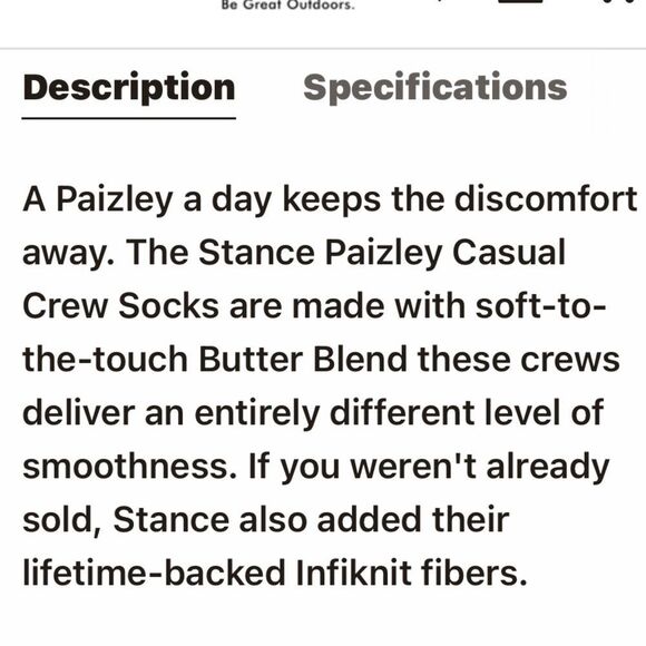 STANCE UNISEX NWT BUTTERBLEND W/INFIKNIT CREW HEIGHT MEDIUM PAIZLEY VINTAGE - Picture 4 of 7